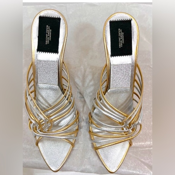 MARC JACOBS RUNWAY Fifty Four Mule Metallic Sandal Heels - Picture 7 of 11